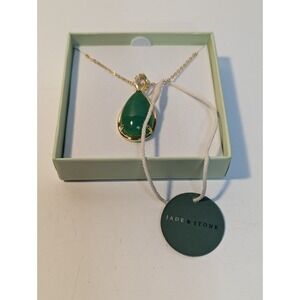 New Jade‎ and stone teardrop pendant chain